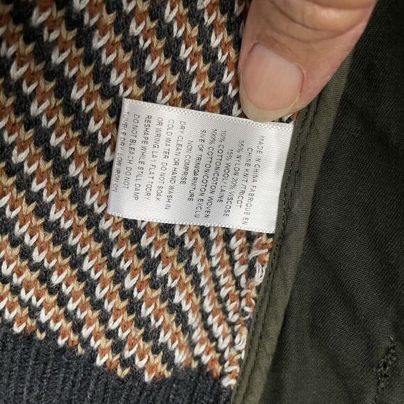 Anthropologie Left On Houston Utility Jacket Size XS Green w Aztec Knit Back - Picture 13 of 14